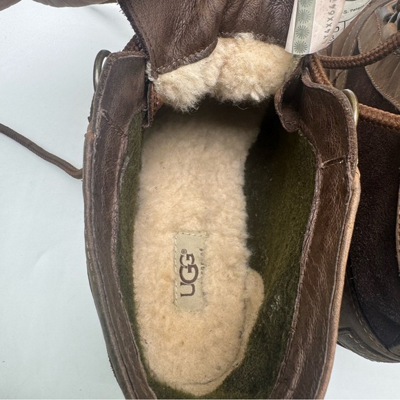 Ugg Womens Heather Suede Leather Ankle Duck Boots Size 9 Lace Up Winter Rain - Picture 10 of 11